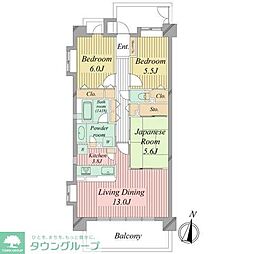 レーベンハイム西新井セレンティーレ 3LDKの間取図画像