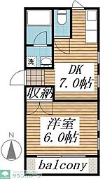 クレールメゾン 1DKの間取図画像