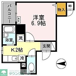 ルーエ21 1Kの間取図画像