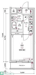 レンティーヴァ綾瀬 1Kの間取図画像