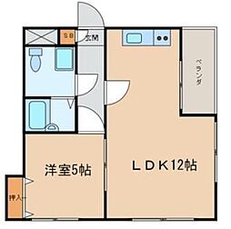 スリーハイム鹿浜 1LDKの間取図画像