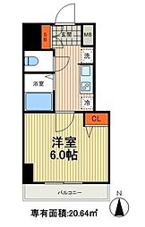 レーヴアデル千住新橋 1Kの間取図画像