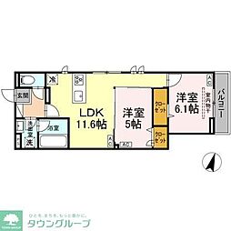 セレスティア扇VII 2LDKの間取図画像