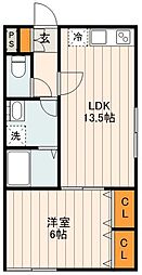 Grado Kita-Ayase 2階1LDKの間取り