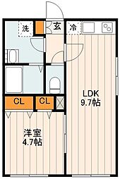 Grado Kita-Ayase 3階1LDKの間取り