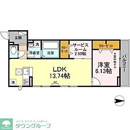 アナシエ西伊興 1LDKの間取図画像