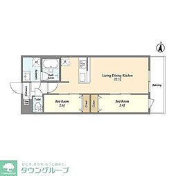 GENOVIA梅島 2LDKの間取図画像
