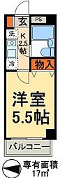 アルカディア 2階1Kの間取り