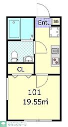 ファイルヒェン五反野 1階1Kの間取り