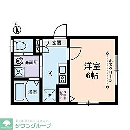 グランドール足立 2階1Kの間取り