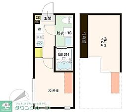 パインリーフ 2階1Kの間取り