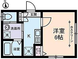 グランドール足立 1階1Kの間取り