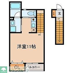 ウィッシュハイツII 2階ワンルームの間取り