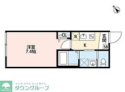 k1 apartments(ケイワンアパートメンツ) 3階1Kの間取り