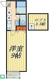 プチアベニューIII 2階1Kの間取り