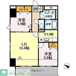ロイヤルＫＪ 11階2LDKの間取り