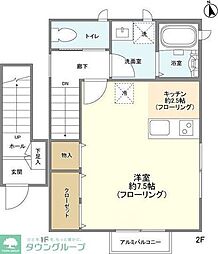 日暮里舎人ライナー 扇大橋駅 徒歩19分の賃貸アパート 2階ワンルームの間取り