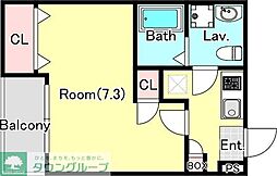 ジーメゾン草加イースト 2階1Kの間取り