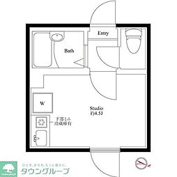 ブリリアント北千住 2階ワンルームの間取り