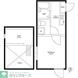 ブリリアント北千住 3階ワンルームの間取り