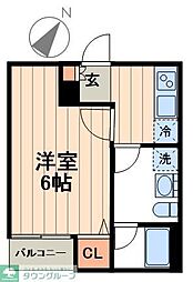 オーシャンレジデンス谷中 2階1Kの間取り