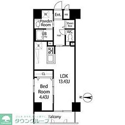 JR東海道本線 尾頭橋駅 徒歩9分の賃貸マンション 13階1LDKの間取り