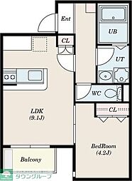 名古屋市営名港線 六番町駅 徒歩10分の賃貸アパート 1階1LDKの間取り