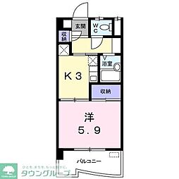ドミール本城 1Kの間取図画像