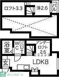 名鉄常滑線 道徳駅 徒歩1分の賃貸アパート 2階ワンルームの間取り