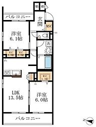 メゾンドゥラミティエ 2LDKの間取図画像