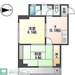 コーポ美鈴 2DKの間取図画像