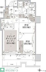 名古屋市営桜通線 久屋大通駅 徒歩2分の賃貸マンション 19階2LDKの間取り