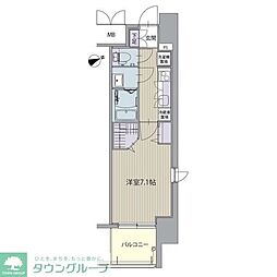 名古屋市営東山線 八田駅 徒歩2分の賃貸マンション 7階1Kの間取り