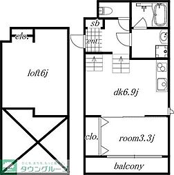名鉄常滑線 道徳駅 徒歩7分の賃貸アパート 1階1DKの間取り