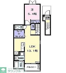 JR関西本線 春田駅 バス18分 南陽中学校下車 徒歩6分の賃貸アパート 2階1LDKの間取り