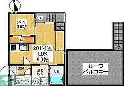 名古屋市営名城線 堀田駅 徒歩10分の賃貸アパート 2階1LDKの間取り