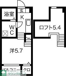 名鉄名古屋本線 桜駅 徒歩4分の賃貸アパート 1階1Kの間取り