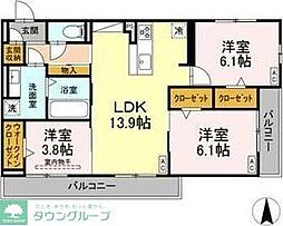 近鉄名古屋線 戸田駅 徒歩27分の賃貸アパート 2階3LDKの間取り