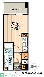 名古屋市営鶴舞線 大須観音駅 徒歩7分の賃貸マンション 4階ワンルームの間取り