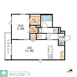 近鉄湯の山線 近鉄四日市駅 徒歩12分の賃貸マンション 2階1LDKの間取り