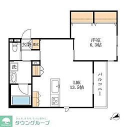 近鉄湯の山線 近鉄四日市駅 徒歩12分の賃貸マンション 2階1LDKの間取り