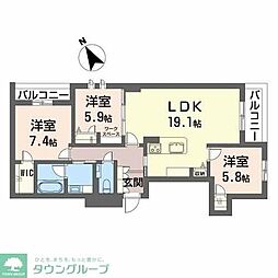 名古屋市営名城線 総合リハビリセンター駅 徒歩5分の賃貸マンション 3階3LDKの間取り