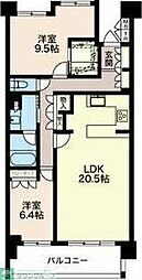名古屋市営名城線 茶屋ヶ坂駅 徒歩12分の賃貸マンション 3階2LDKの間取り