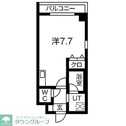 名古屋市営鶴舞線 荒畑駅 徒歩5分の賃貸マンション 2階ワンルームの間取り