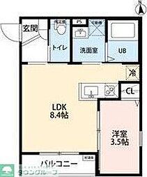 近鉄名古屋線 黄金駅 徒歩10分の賃貸アパート 2階1LDKの間取り