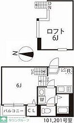 名古屋市営桜通線 新瑞橋駅 徒歩7分の賃貸アパート 2階1Kの間取り