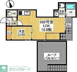 名鉄常滑線 豊田本町駅 徒歩8分の賃貸アパート 2階1LDKの間取り