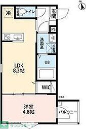 近鉄名古屋線 黄金駅 徒歩15分の賃貸アパート 1階1LDKの間取り
