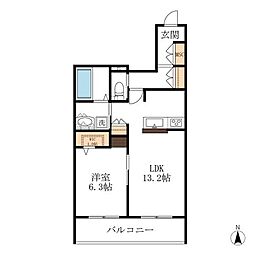 メゾン天白公園東E 3階1LDKの間取り