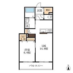 メゾン天白公園東W 3階1LDKの間取り